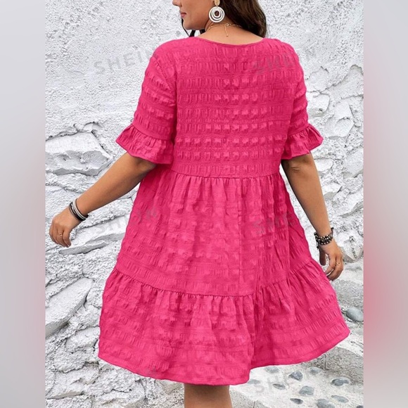 SHEIN LUNE Plus Size Bell Sleeve Smock Dress Hot Pick Size 4XL - Picture 2 of 10